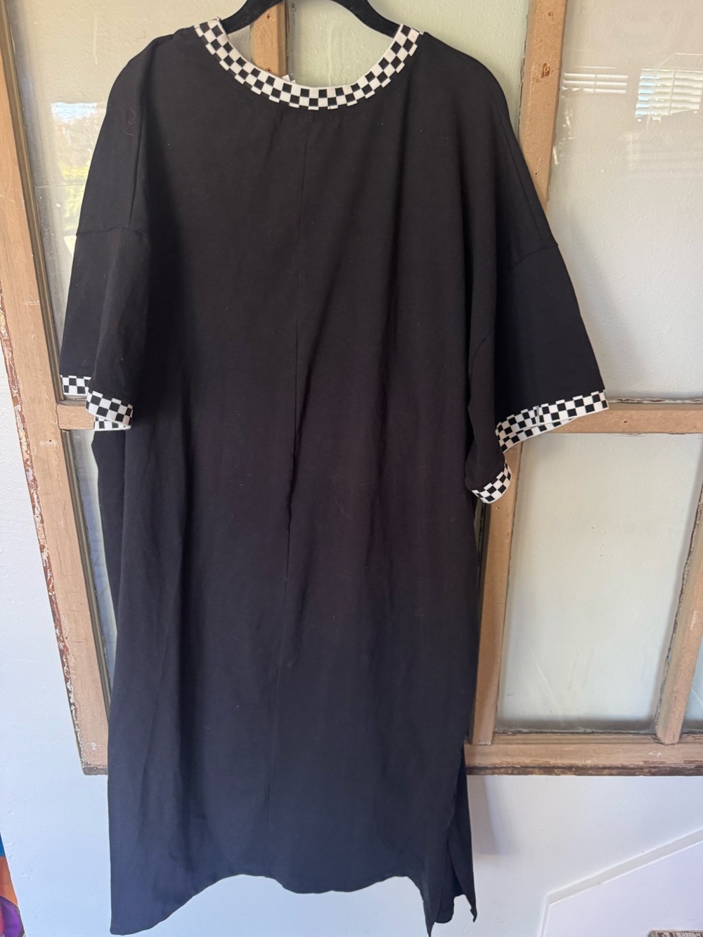 Dresses in LALA Black Tshirt dress with Checkerboard Trim-so cute comfy & cool! - Picture 11 of 11